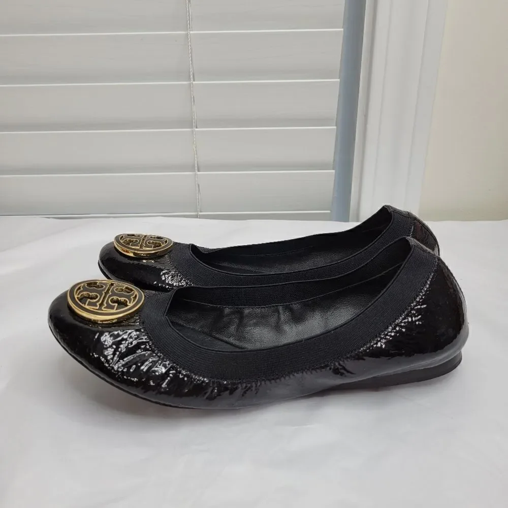 Tory Burch black patent flat 6.5M